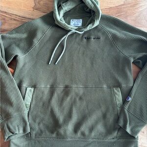 Champion Men's Olive Waffle Knit Hoodie